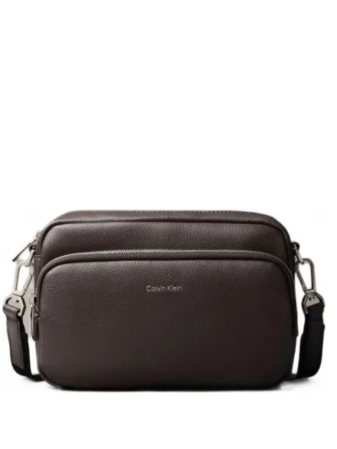 Calvin Klein logo-print pebbled messenger bag