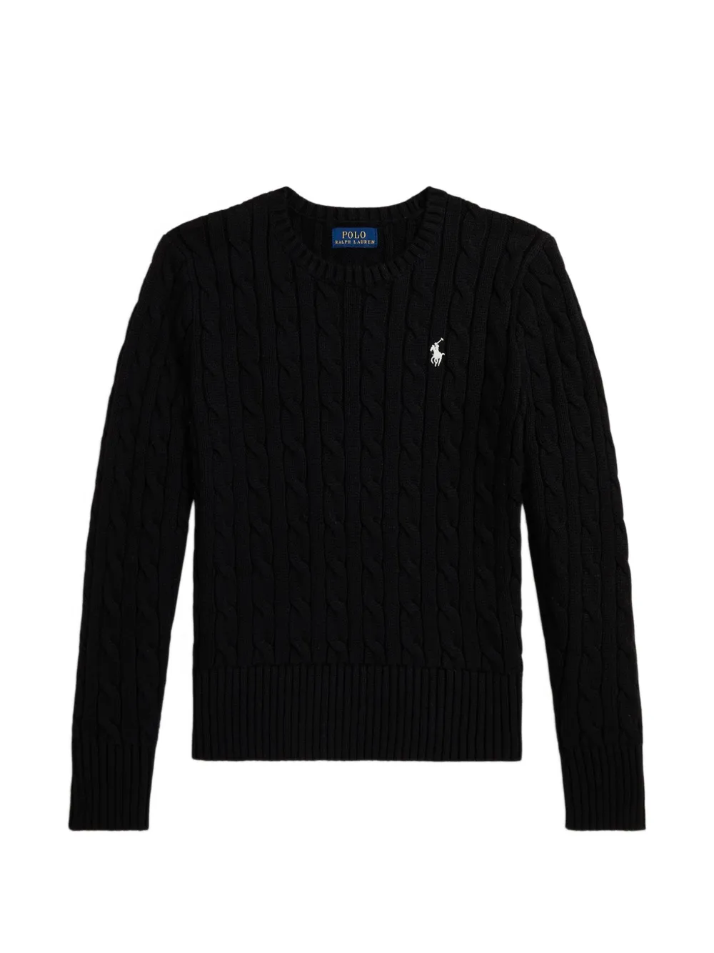 POLO RALPH LAUREN KIDS Pullover mit Zopfmuster und Logo-Stickerei - Schwarz