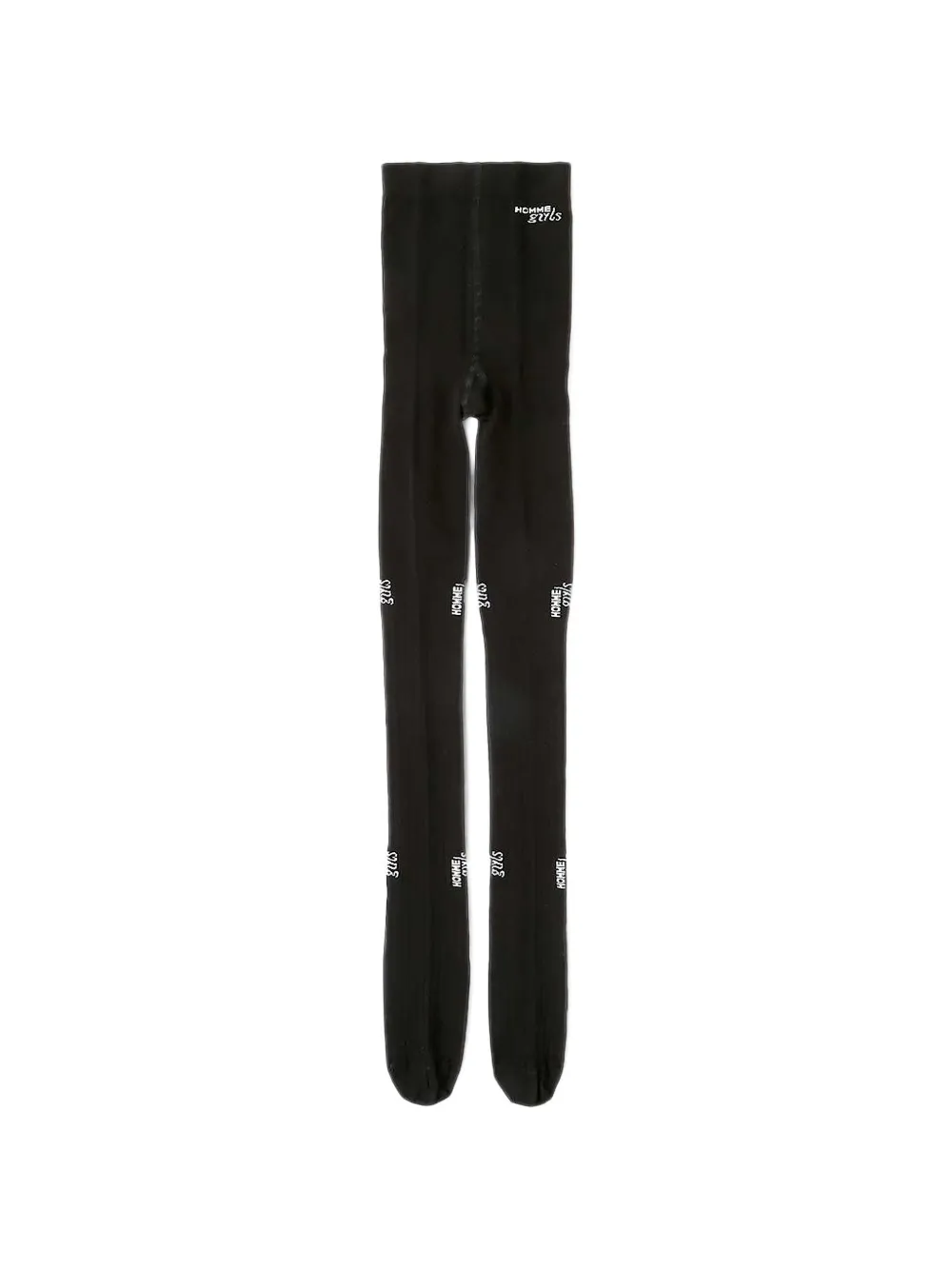 Hommegirls Logo-print Ribbed-knit Tights In Black