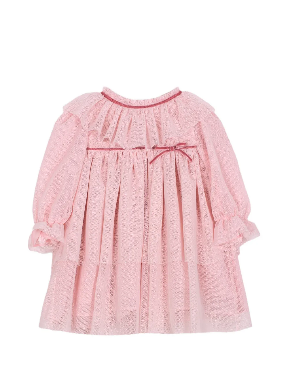 Patachou dotted-pattern ruffled tulle dress - Rosa