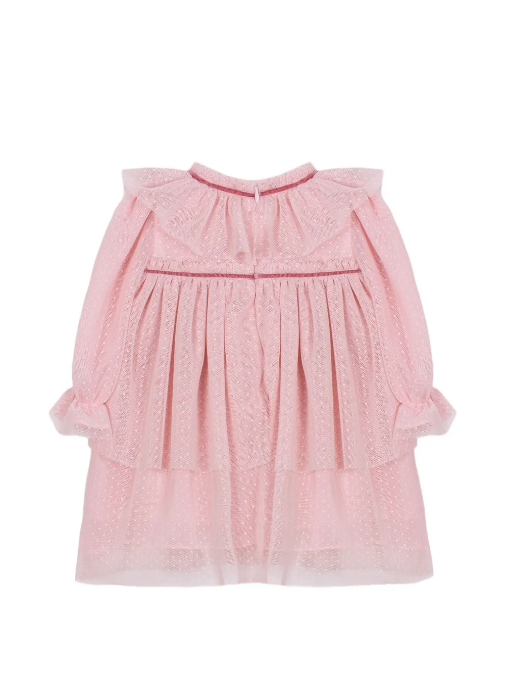 Patachou dotted-pattern ruffled tulle dress Roze