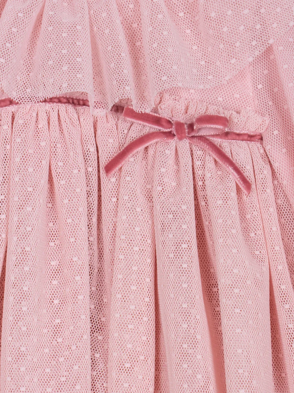 Patachou dotted-pattern ruffled tulle dress Roze