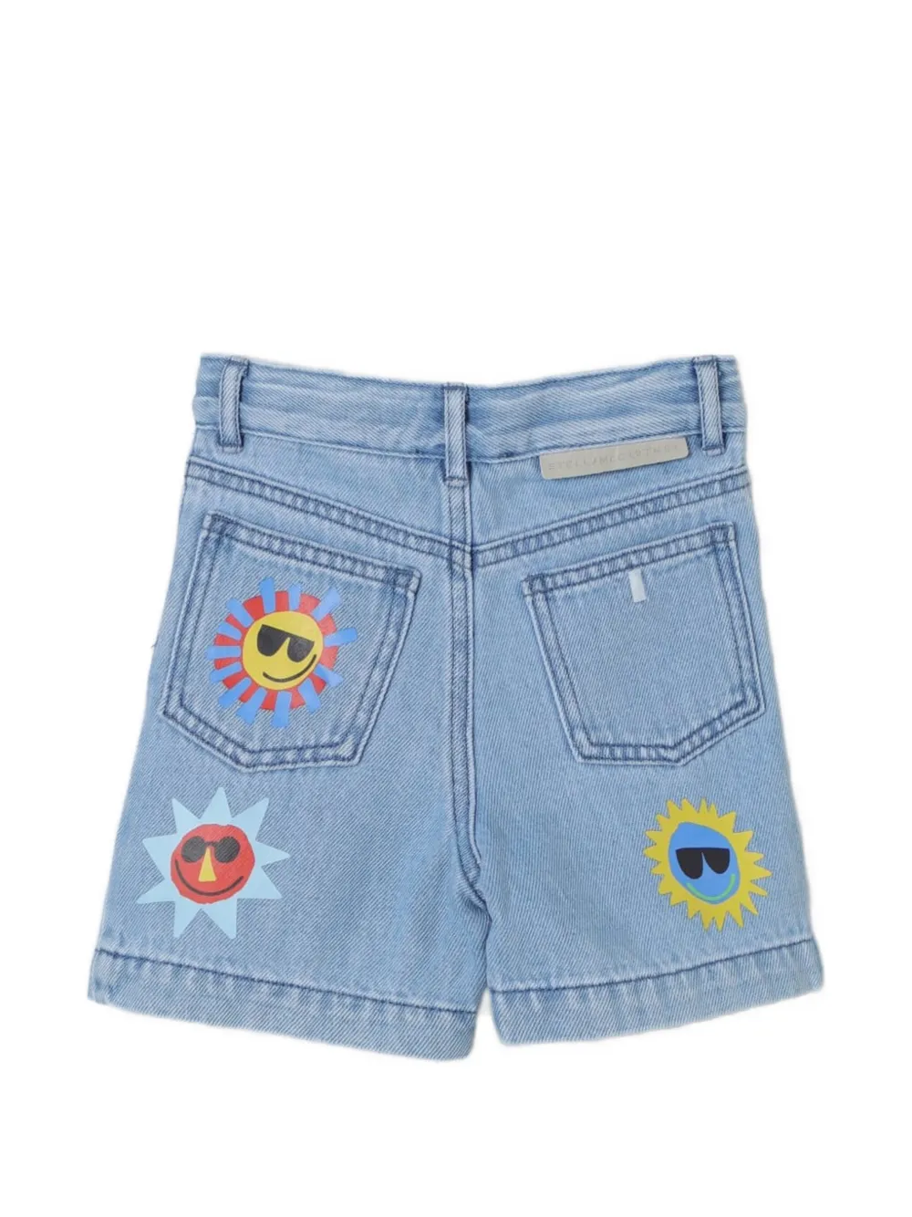 Stella McCartney Kids sun-print denim shorts Blauw
