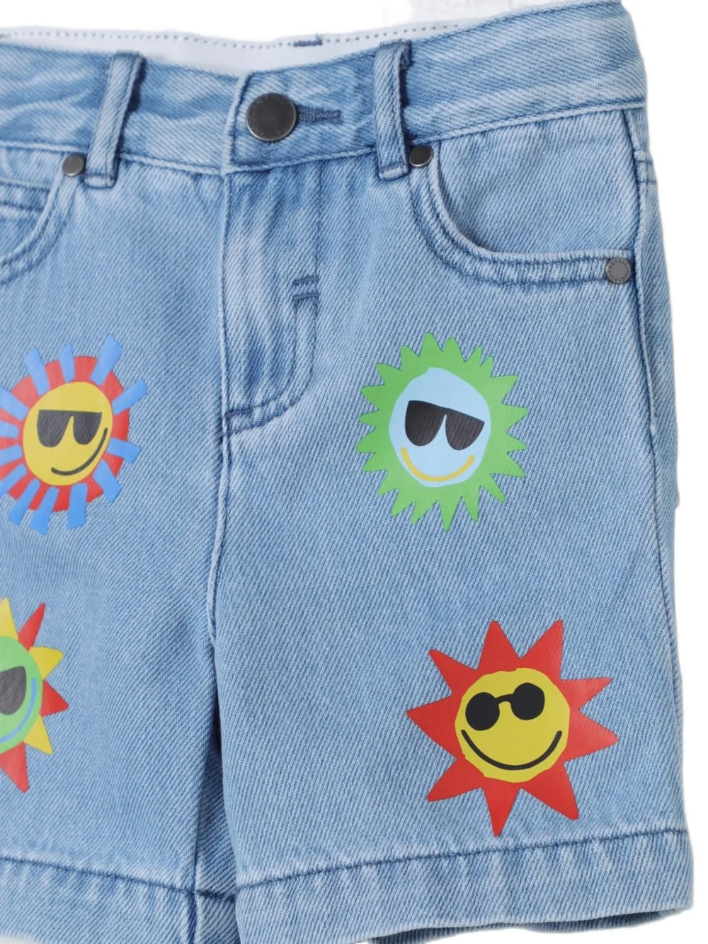 Stella McCartney Kids sun-print denim shorts Blauw