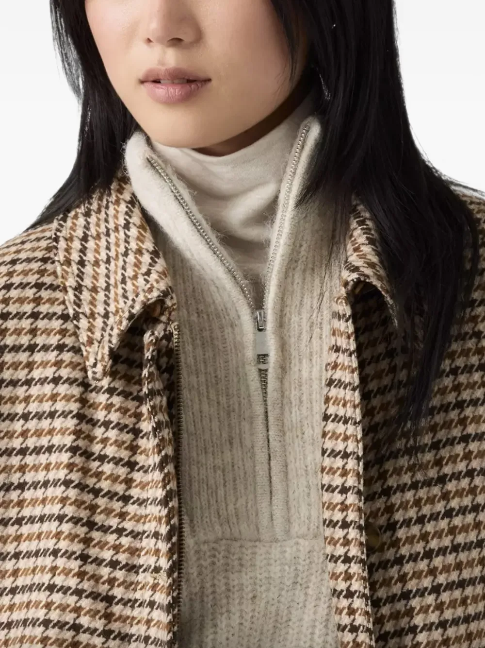 Levi's Billie jack met pied-de-poule print en kraag van imitatiebont Beige