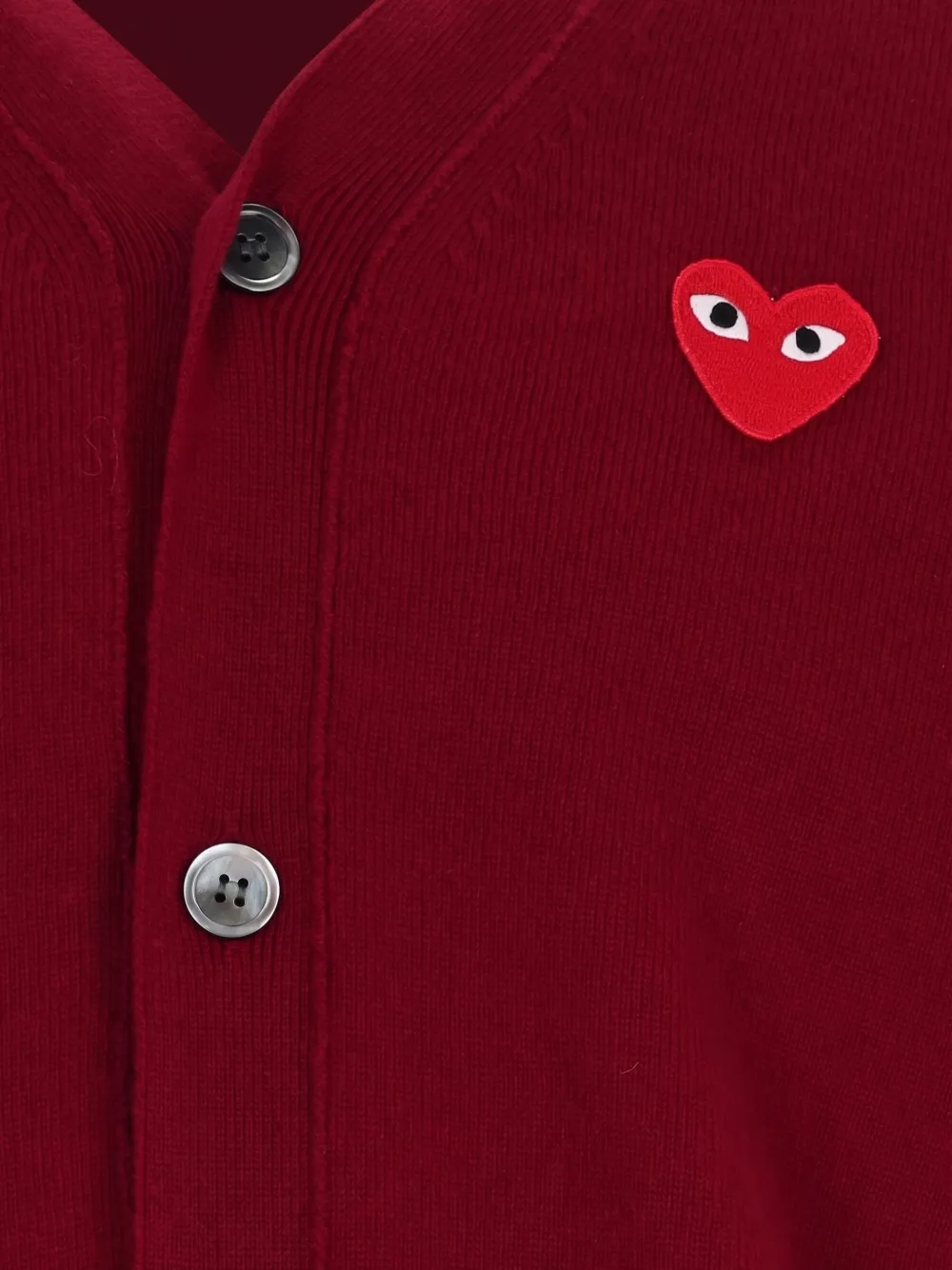 Comme Des Garçons Play heart-patch wool cardigan Rood