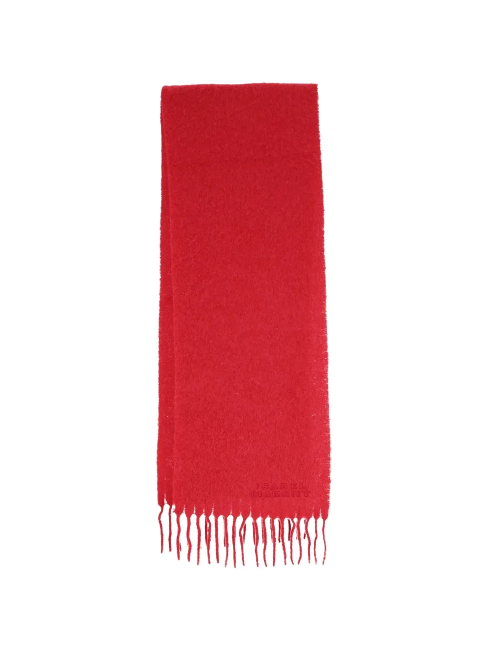 ISABEL MARANT Firny fringed logo-embroidered scarf Rood