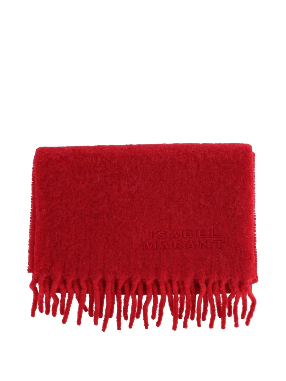 ISABEL MARANT Firny fringed logo-embroidered scarf Rood