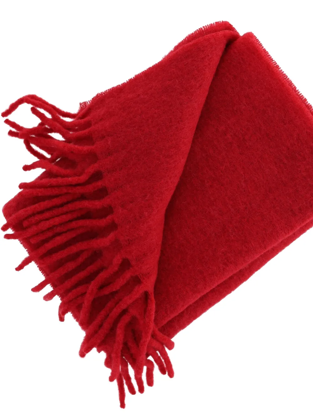 ISABEL MARANT Firny fringed logo-embroidered scarf Rood