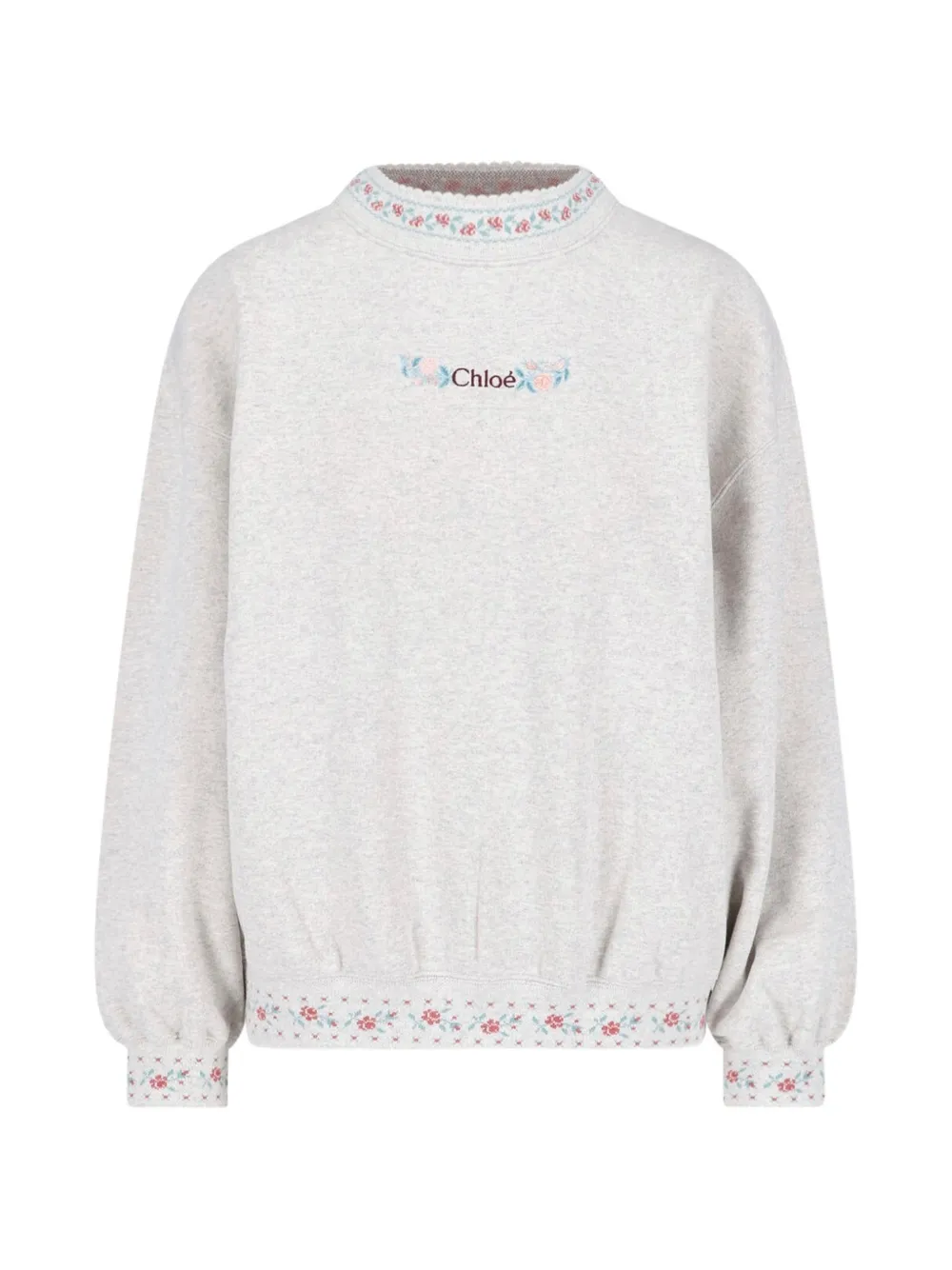 Chloé floral-embroidered logo sweatshirt - Grey