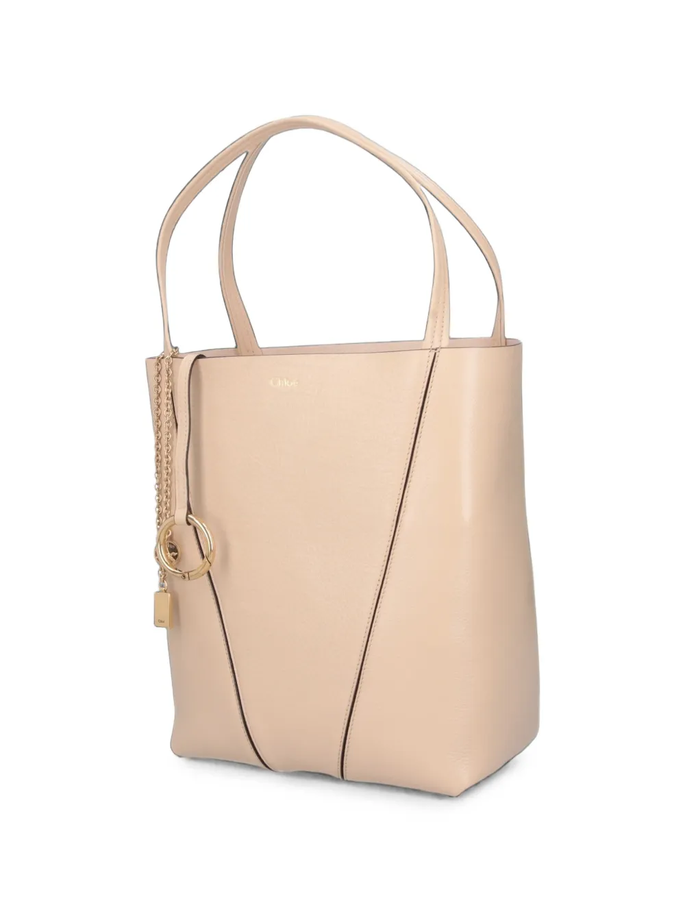 Chloé Spin kalfsleren shopper met logoprint Roze