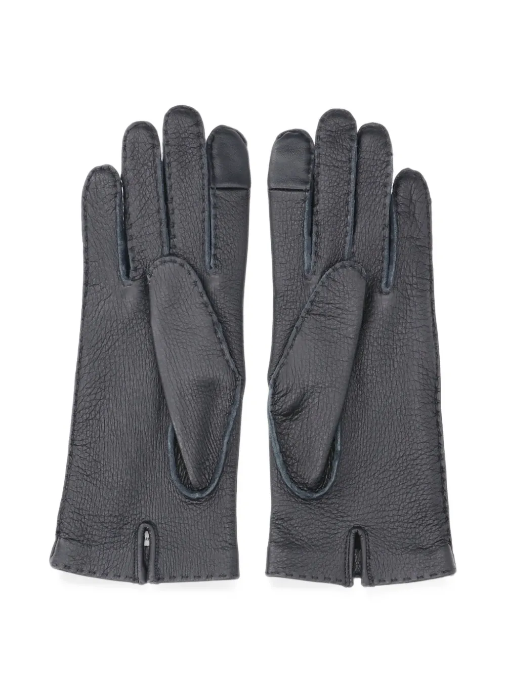 AMI Paris eyelet-embellished grained leather gloves - Schwarz