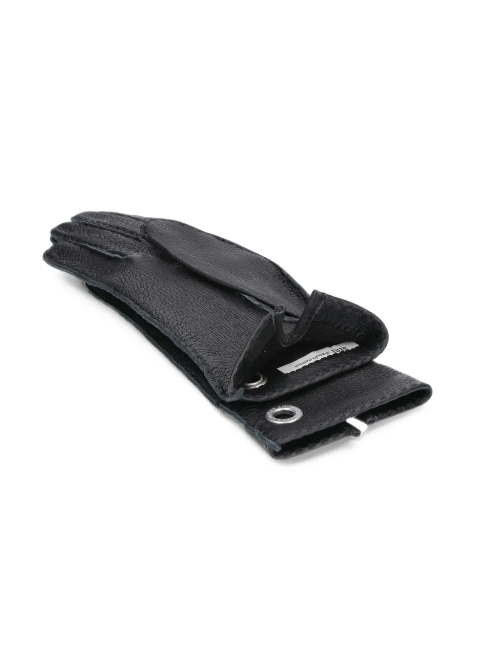 AMI Paris eyelet-embellished grained leather gloves Zwart