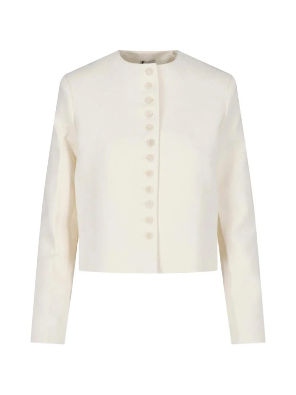 Almada Label Button-up Collarless Jacket In Neutral