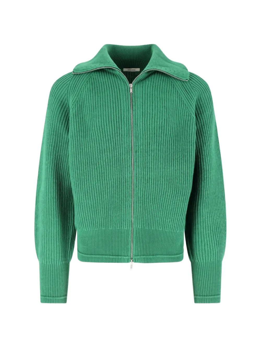 Enterprise Japan ribbed-knit zip-up cardigan - Green
