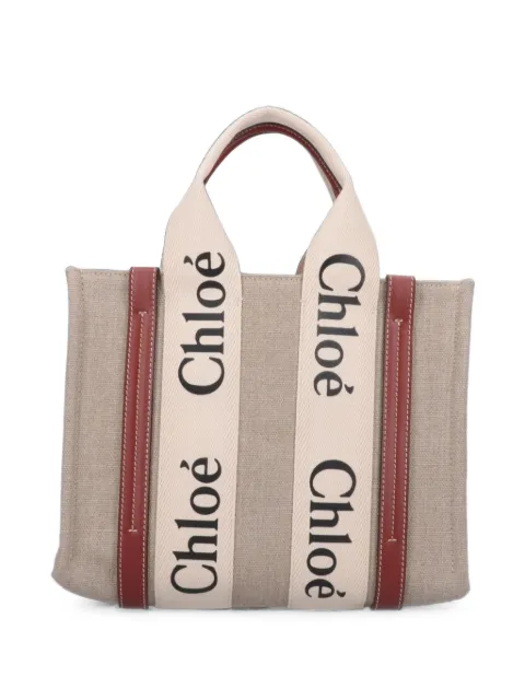 Chloé small Woody logo-strap tote bag