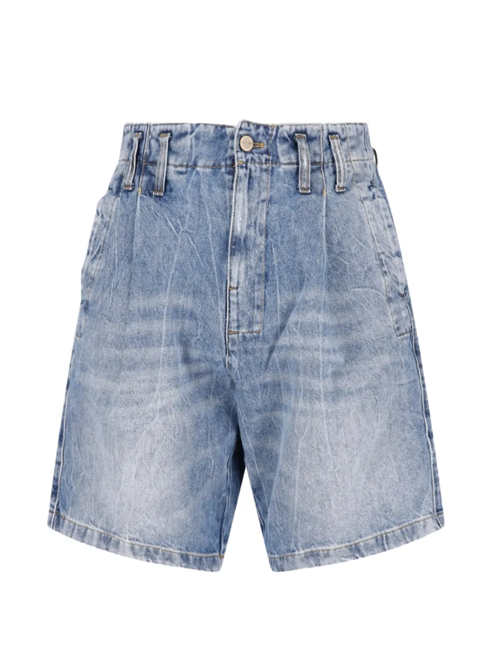 CULTURA faded pleated denim shorts