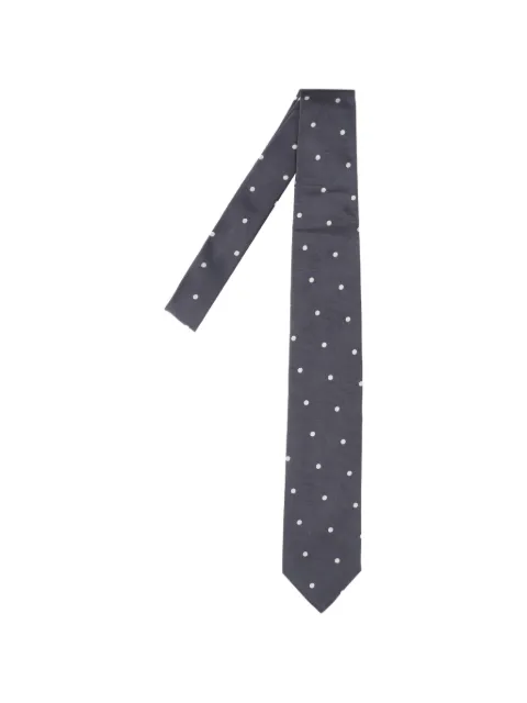 Lardini polka-dot herringbone-pattern tie