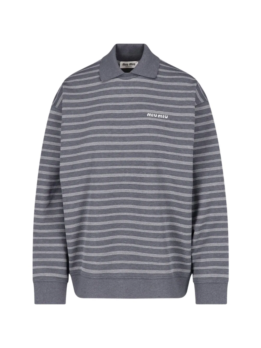 Miu Miu striped polo top - Grigio
