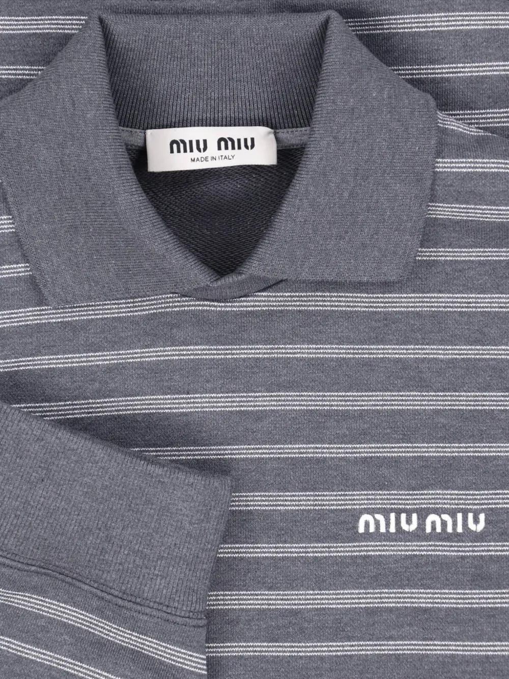 Miu striped polo top Grijs