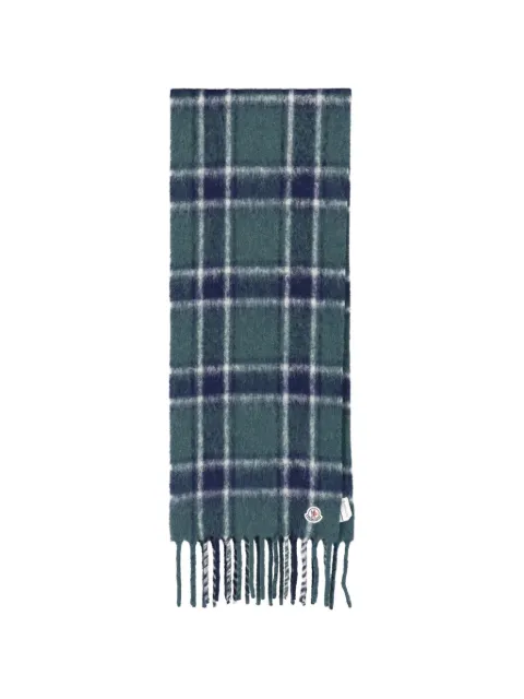 Moncler check-pattern fringed scarf