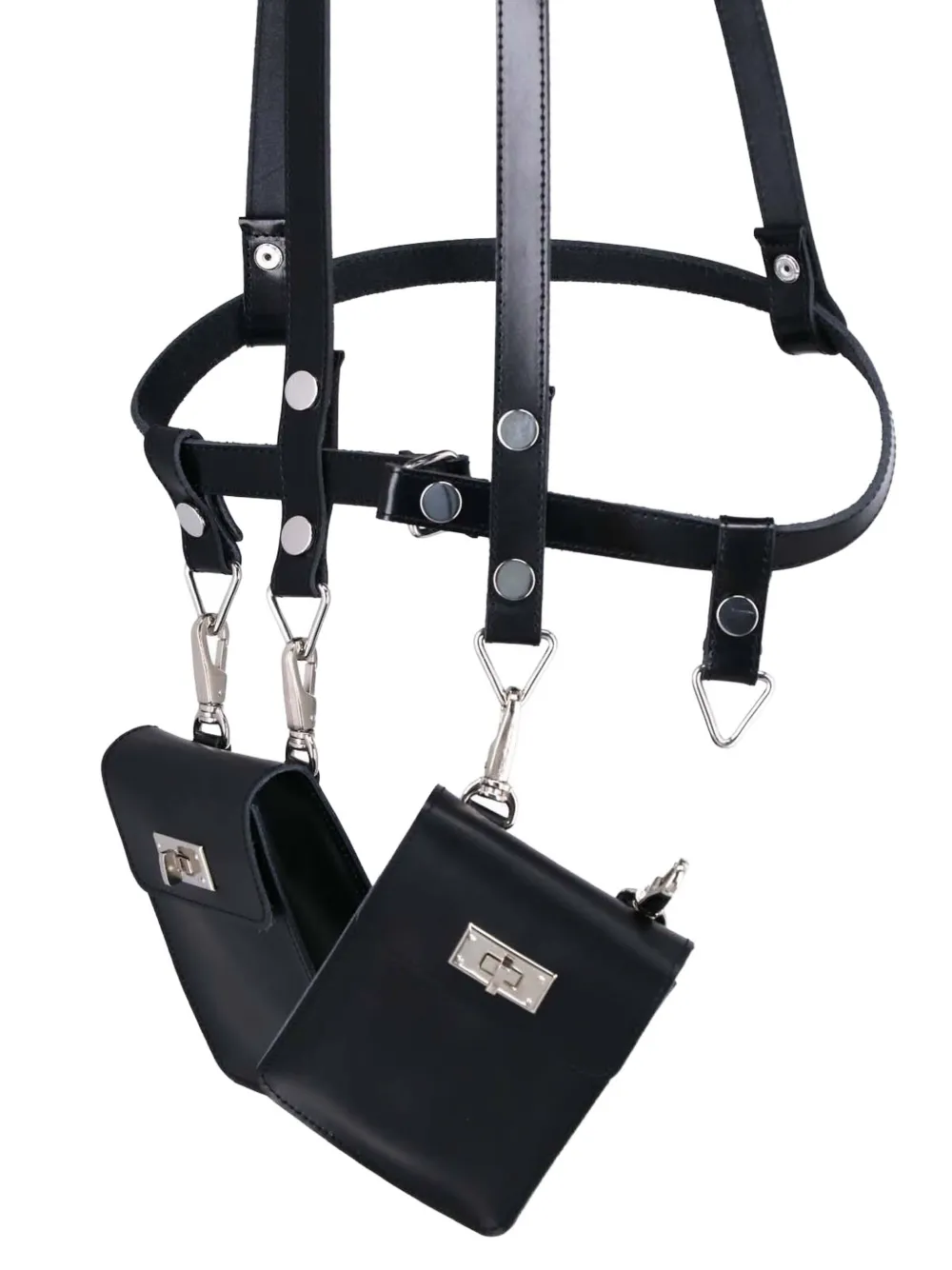 Junya Watanabe Leather Harness Belt in Black, view 3