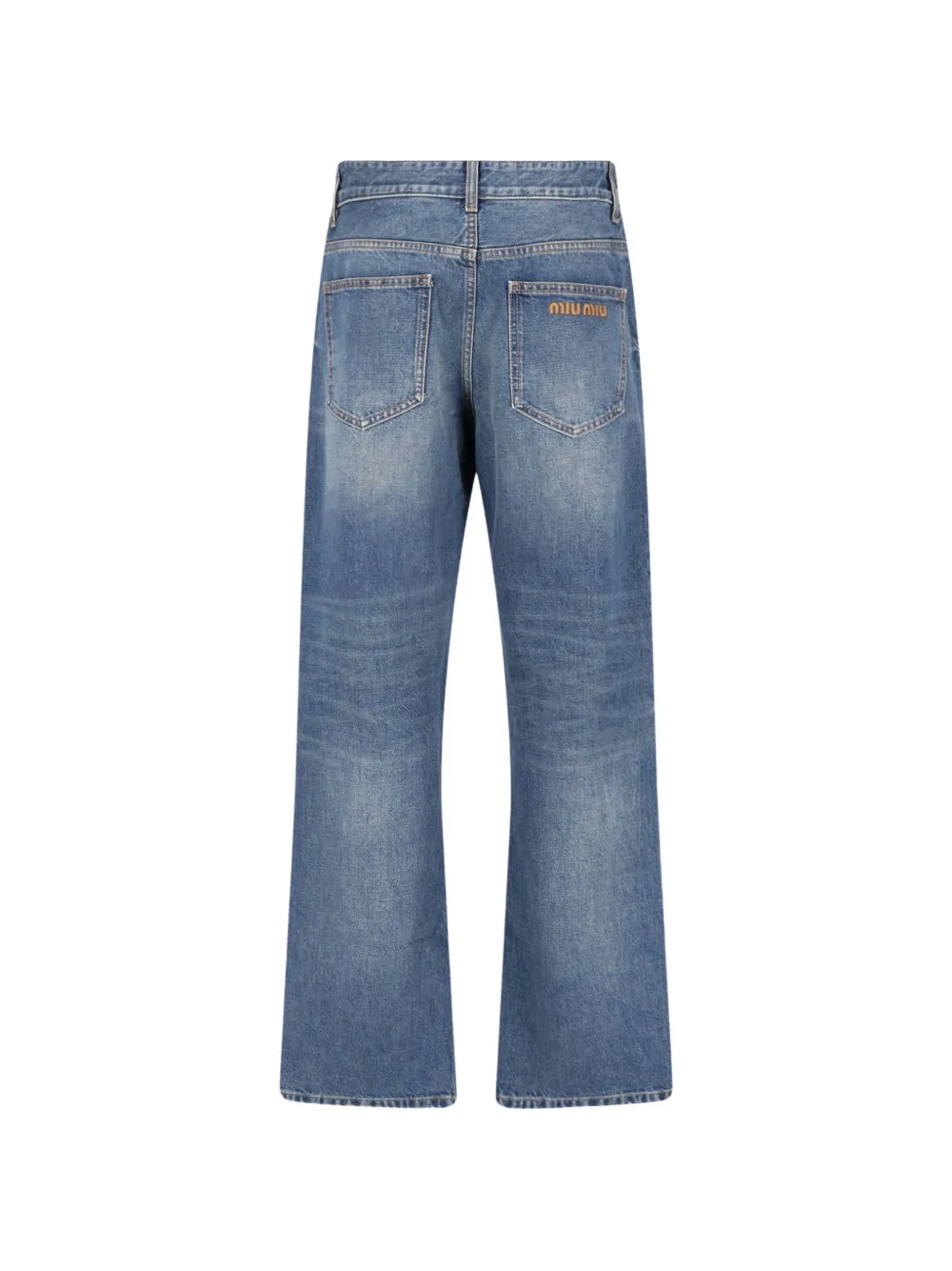 Miu logo-embroidered straight-leg jeans Blauw