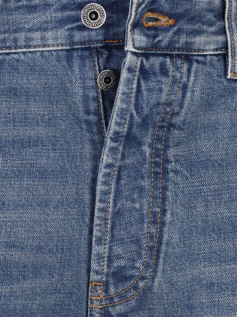 Miu logo-embroidered straight-leg jeans Blauw