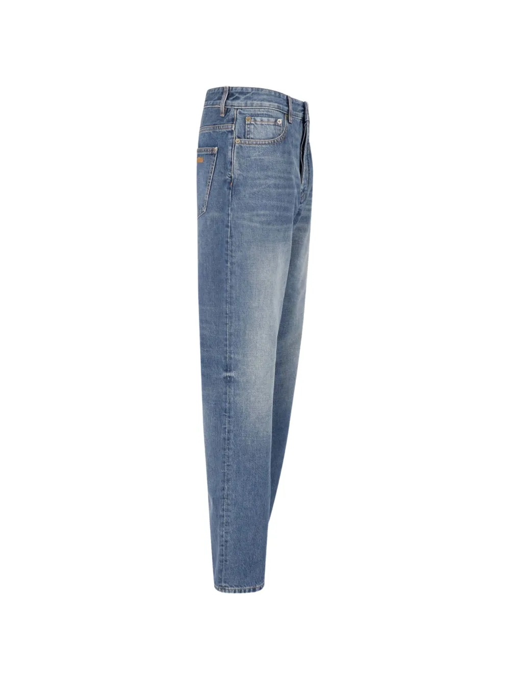 Miu logo-embroidered straight-leg jeans Blauw