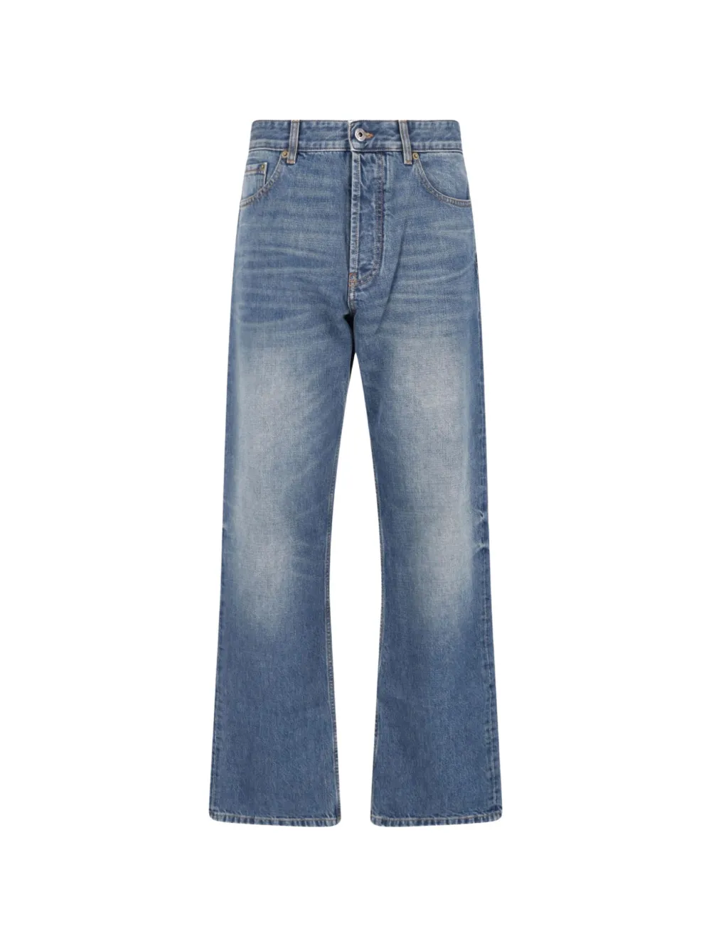 Miu Miu logo-embroidered straight-leg jeans - Blu