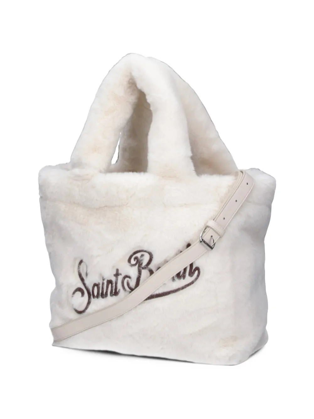MC2 Saint Barth logo-embroidered faux-fur tote bag Beige