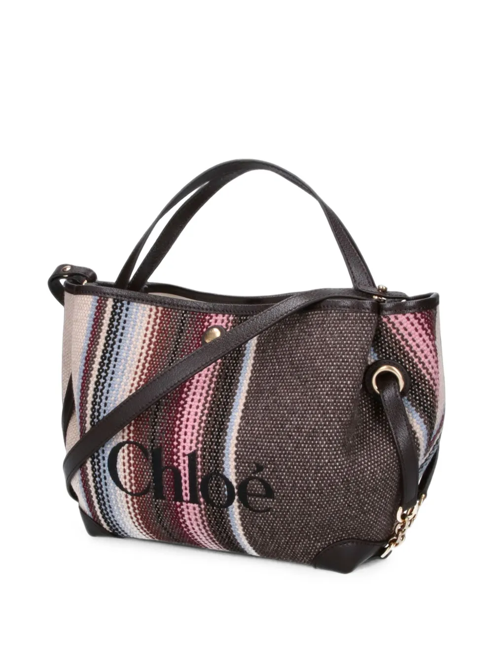 Chloé Kleine Clover gestreepte shopper Bruin