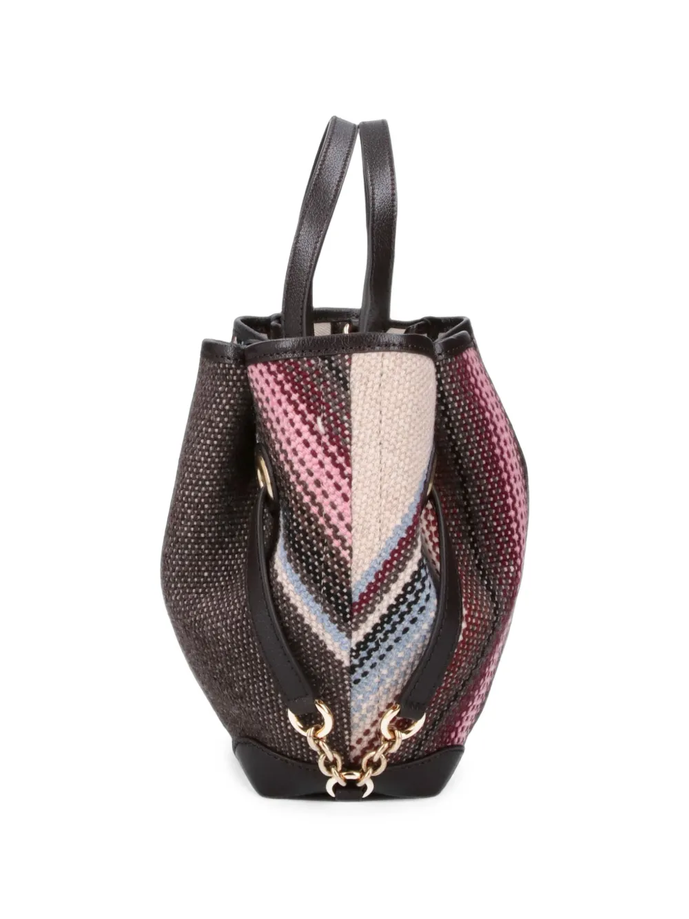Chloé Kleine Clover gestreepte shopper Bruin