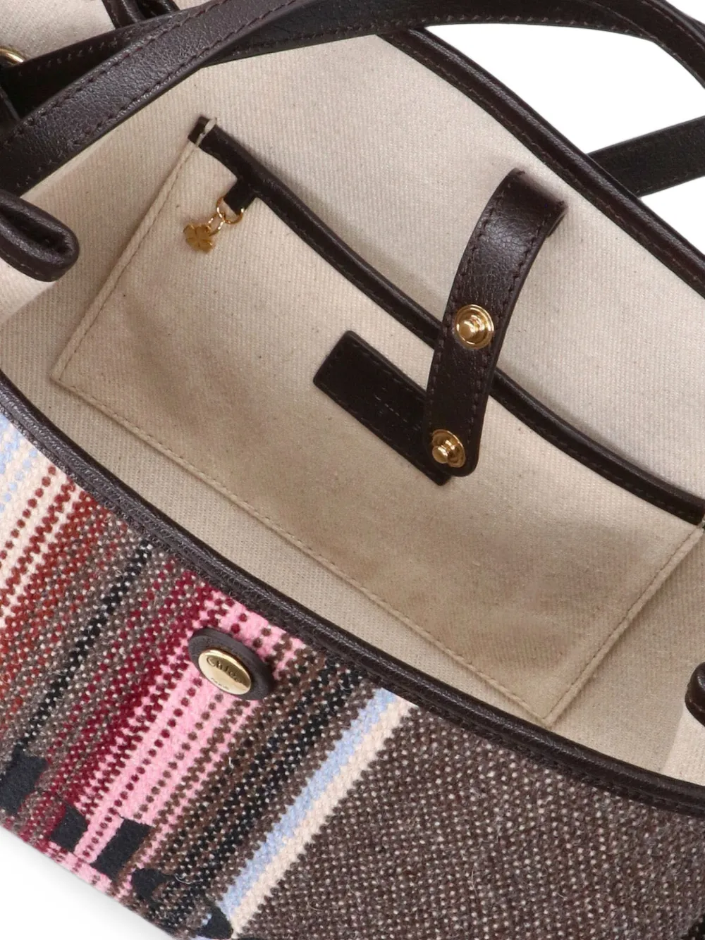 Chloé Kleine Clover gestreepte shopper Bruin