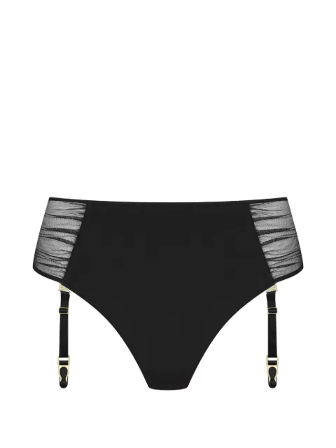 SCANDALE tanga Nuit Fauve con liguero de talle alto