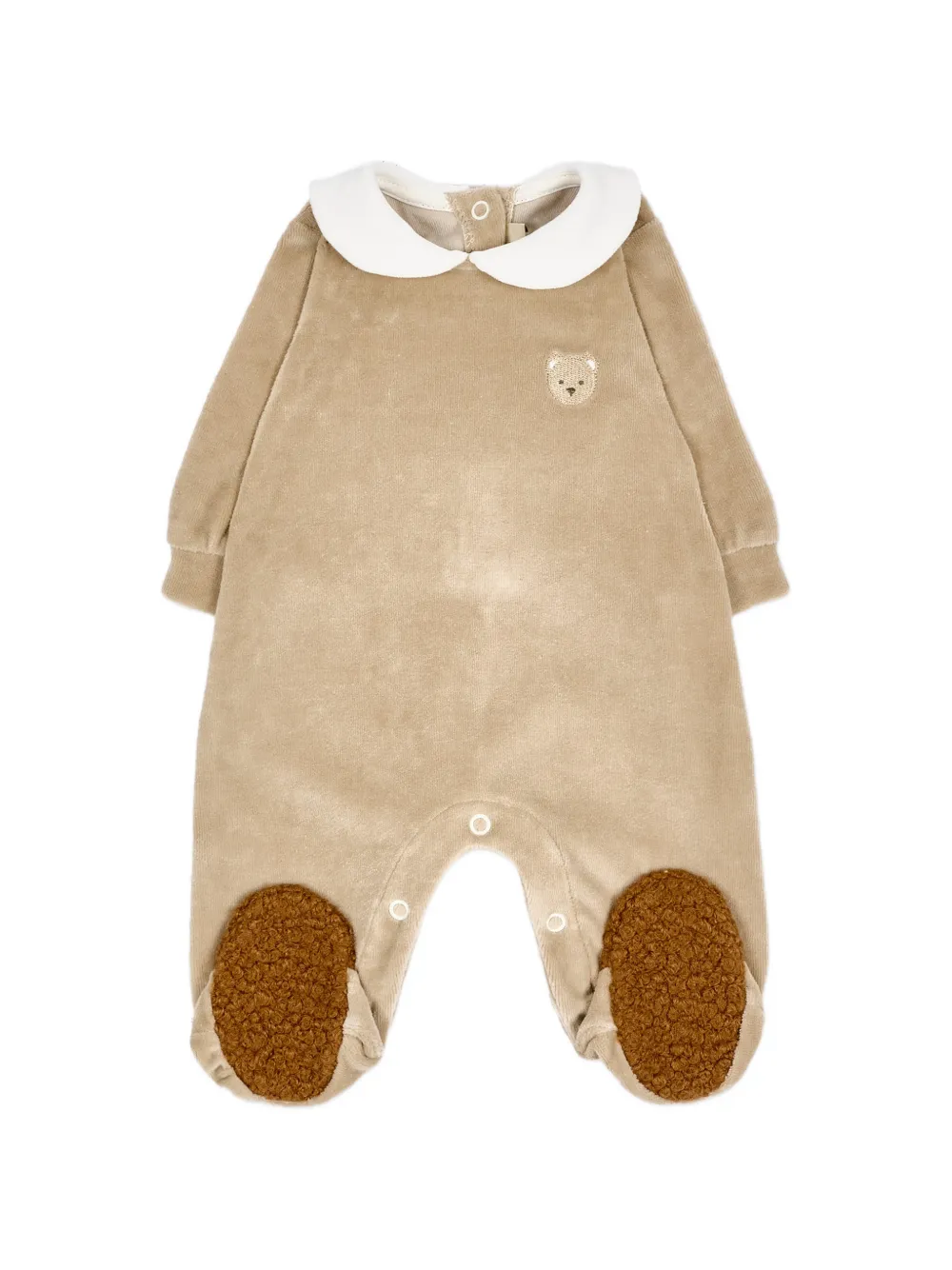 Le Boo Beebè teddy-embroidered pajamas Beige