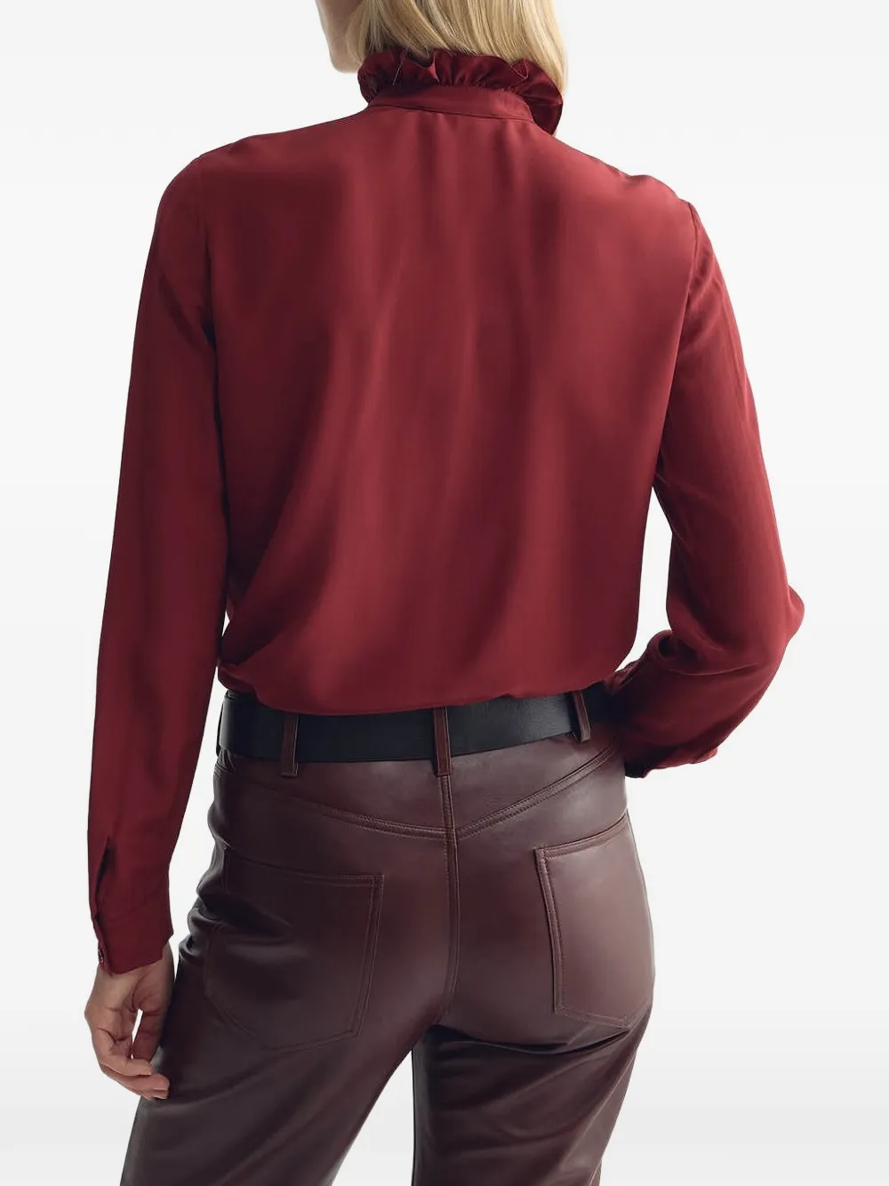 Nili Lotan Lily zijden blouse met ruches Rood