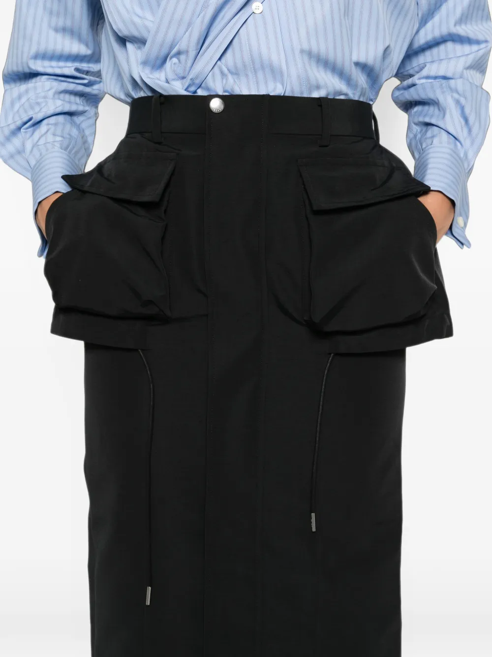 sacai utility-pocket peplum midi skirt Zwart