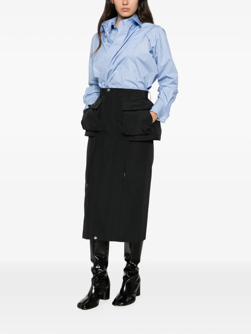 sacai utility-pocket peplum midi skirt Zwart