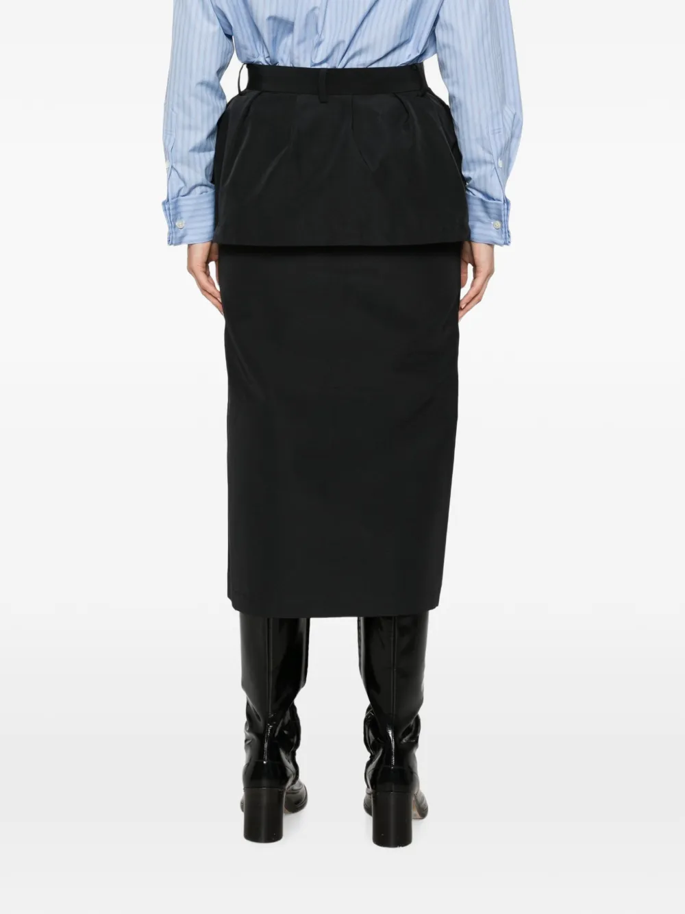 sacai utility-pocket peplum midi skirt Zwart