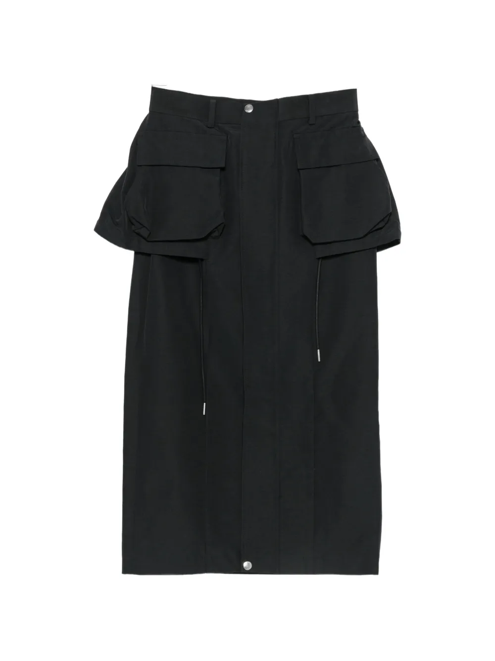 Sacai utility-pocket peplum midi skirt Zwart