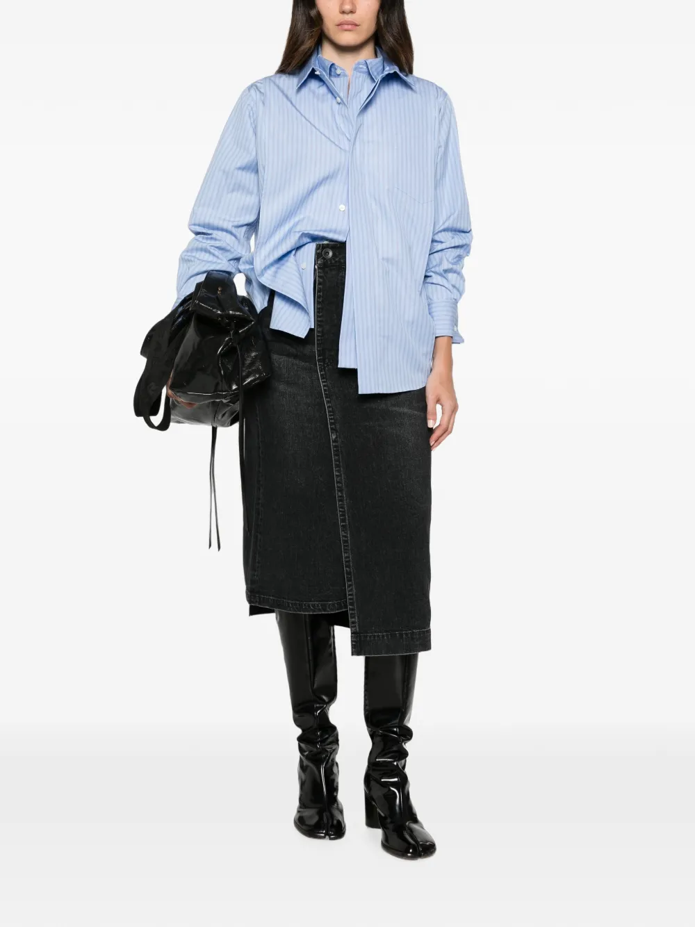sacai Midi-rok met asymmetrische afwerking Blauw