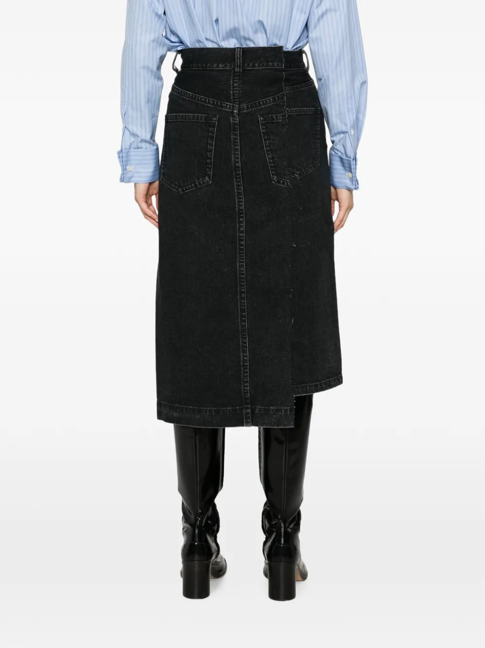 sacai Midi-rok met asymmetrische afwerking Blauw