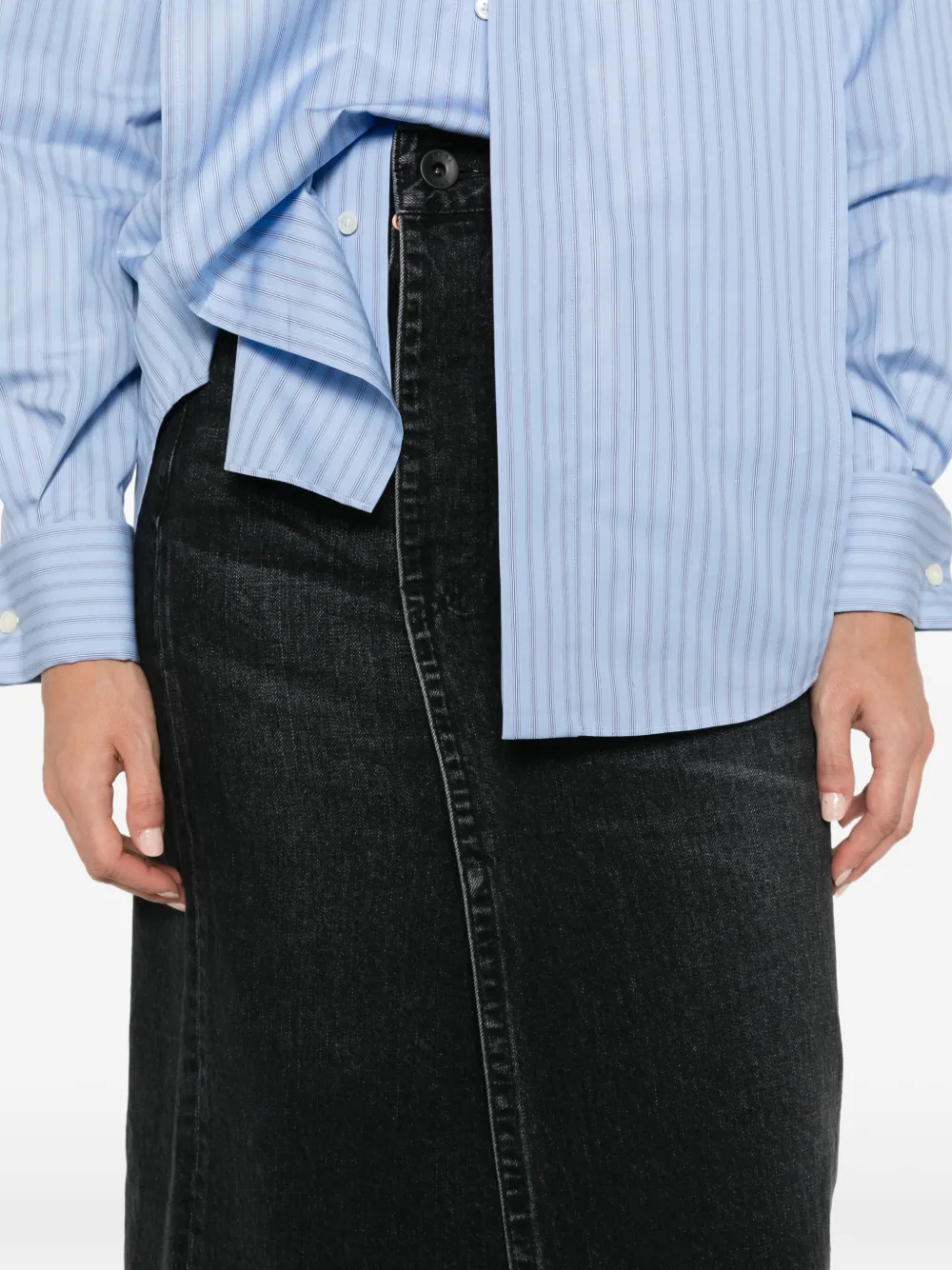 sacai Midi-rok met asymmetrische afwerking Blauw