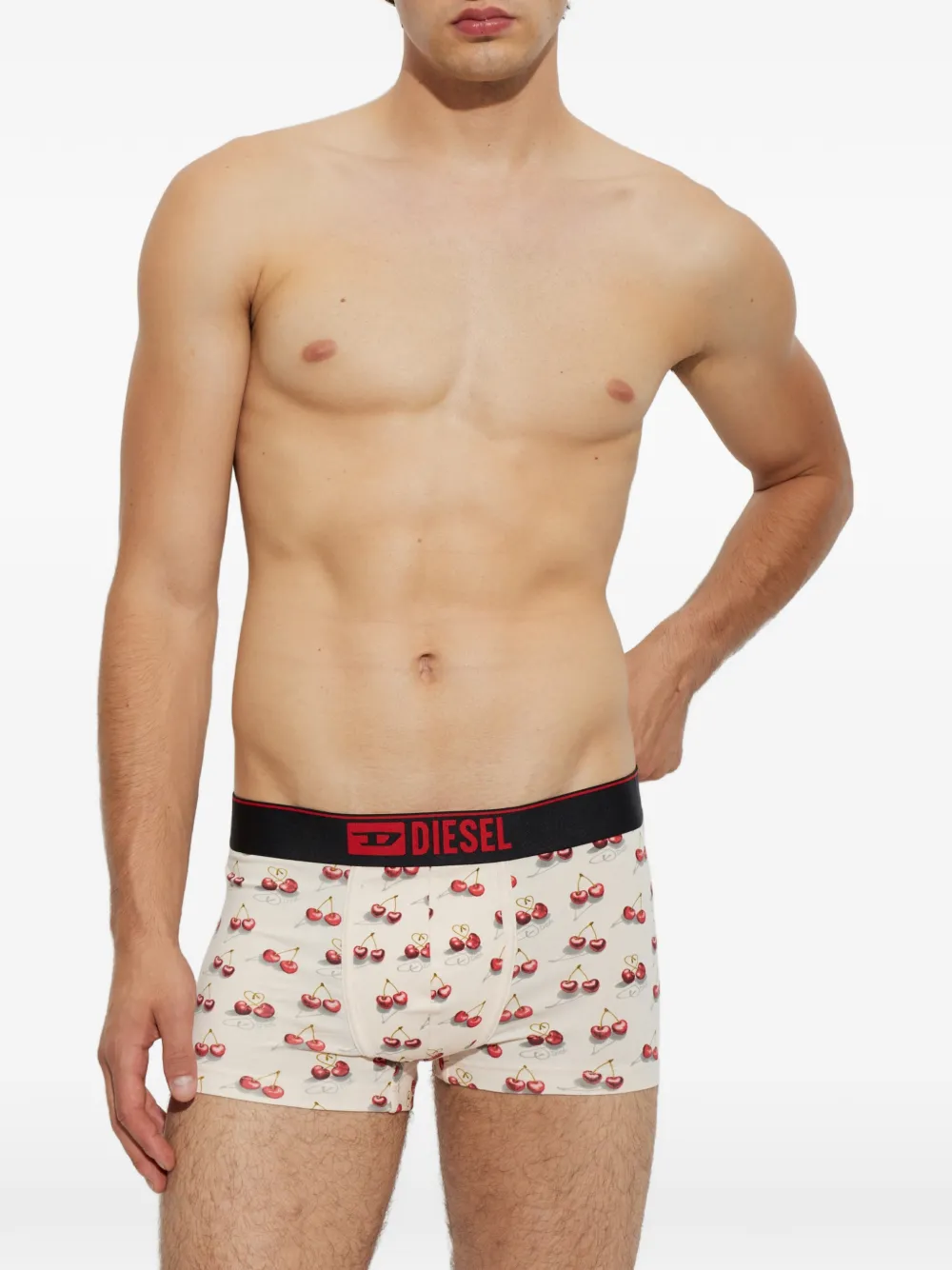 Diesel Drie DAMIEN-GFT boxershorts met kersen-print Beige