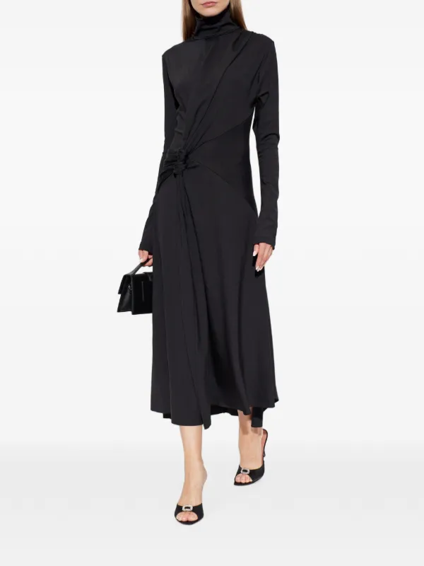 asymmetrical turtleneck dress Victoria Beckham Midi | Black Size:Custom Size(recommend) grounded feel Web Collection: Bridal Dresses Assembly Line Barrel Sleeve