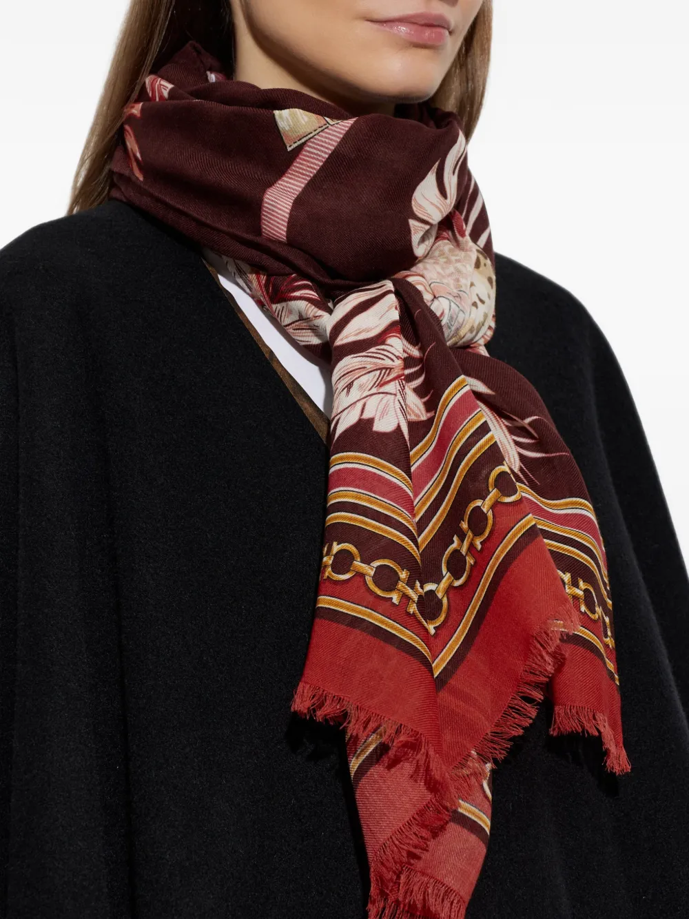 Ferragamo Sjaal met luipaardprint Bruin