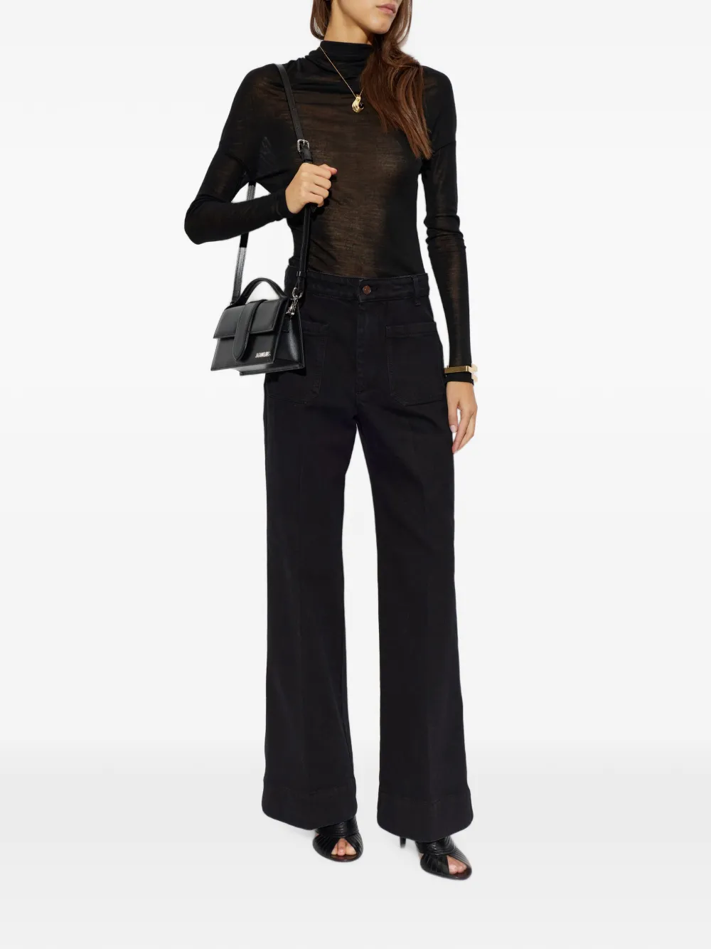 Victoria Beckham Doorzichtige top met gedrapeerde hals Zwart