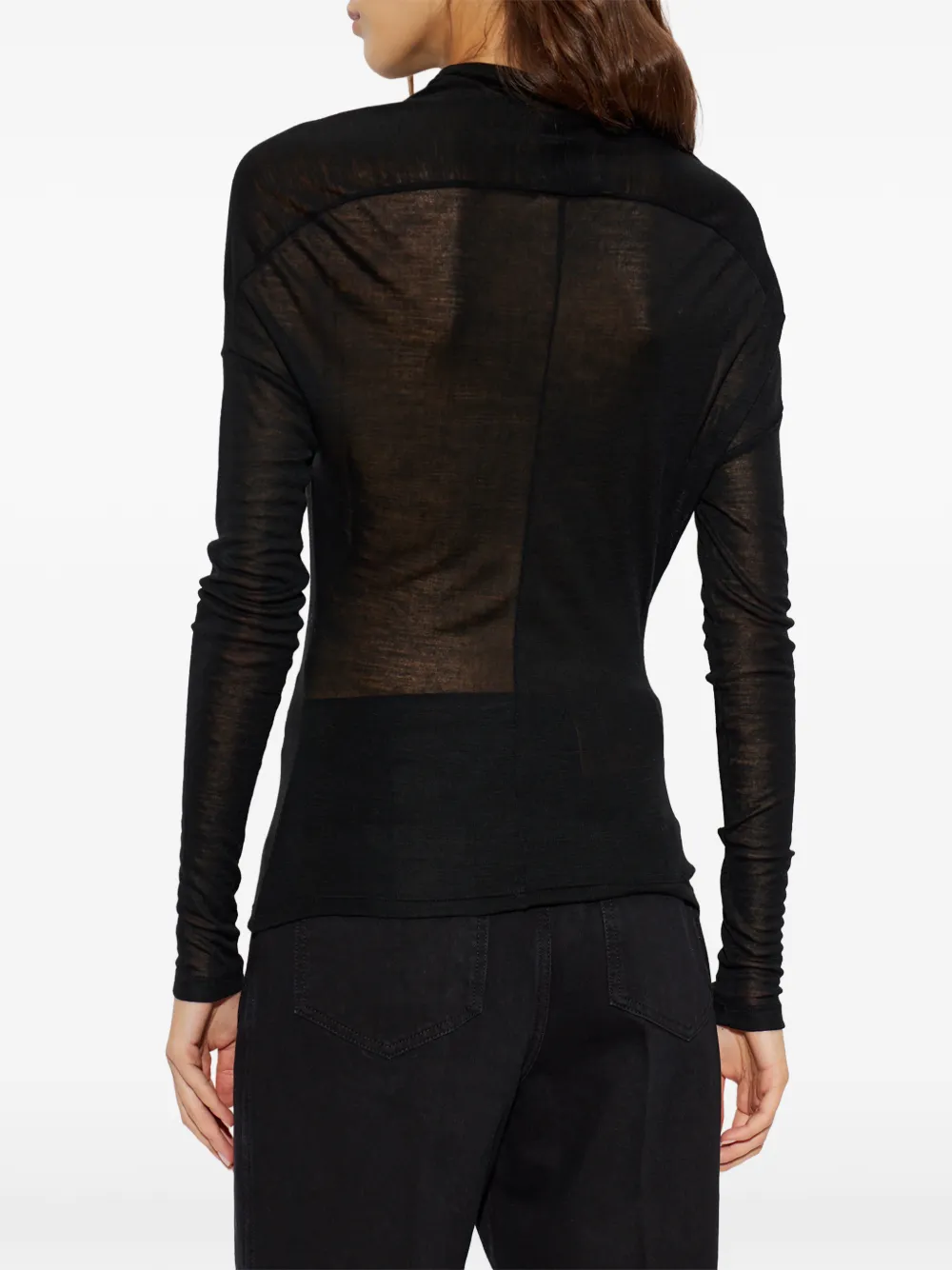 Victoria Beckham Doorzichtige top met gedrapeerde hals Zwart