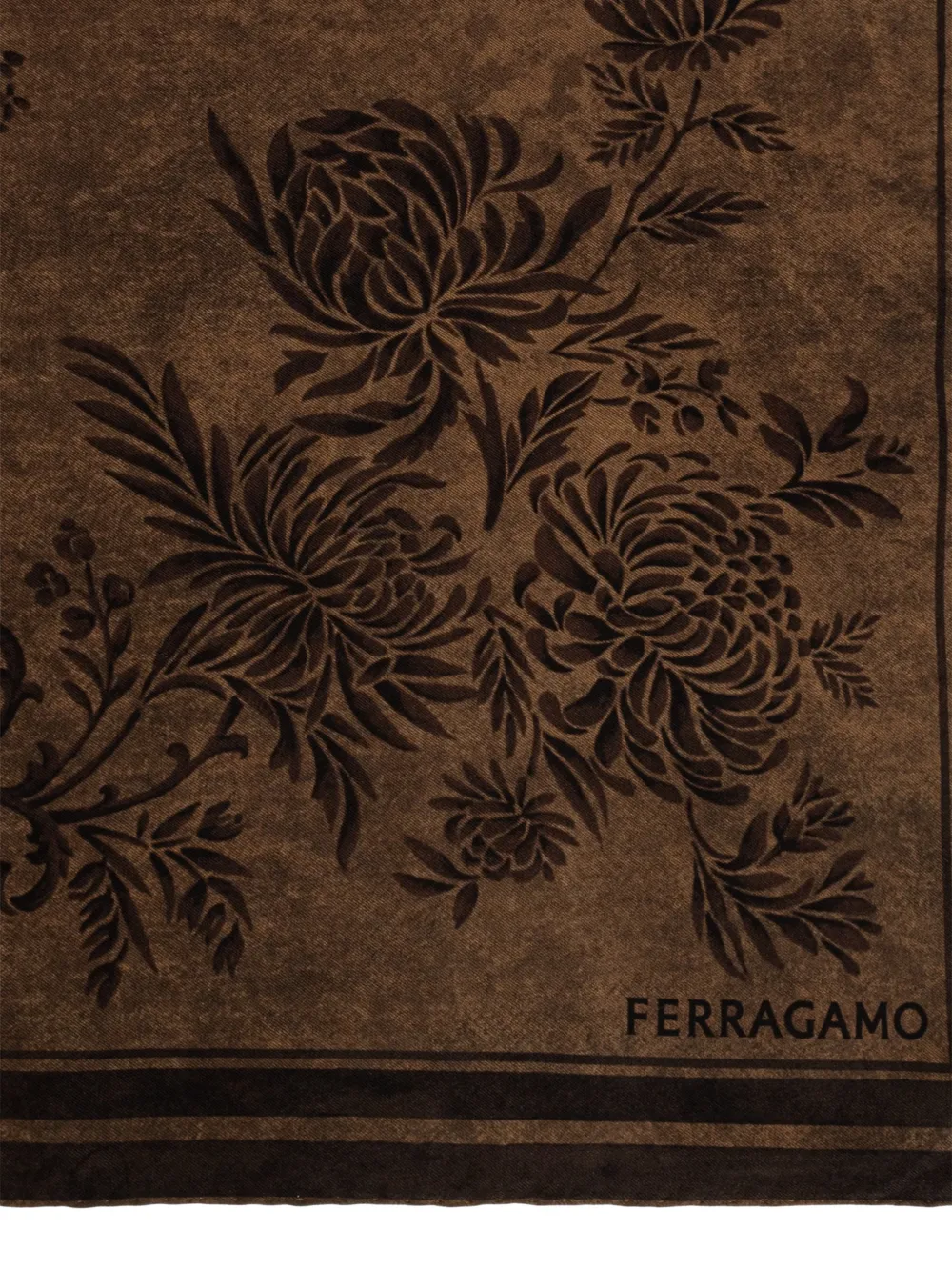 Ferragamo Sjaal met bloemenprint Bruin